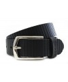 Black leather men's belt with pattern 913-552-60