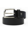 Black leather men's belt with pattern 913-552-60