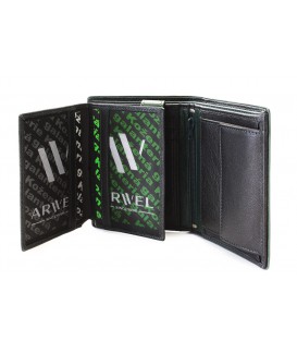 Black-green men's leather wallet with an internal snap closure 514-8140-60/58