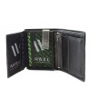 Men's black grey leather wallet with inner pins 514-8140-60/66