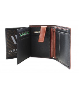 Black-brown men's leather wallet with an internal coin pocket 514-8140-60/44.