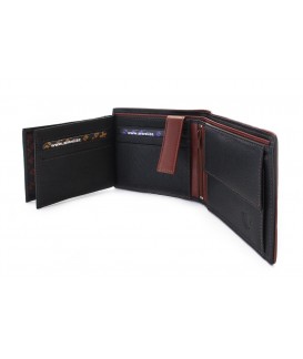 Black men's leather wallet with a brown pinch 513-8142-60/44