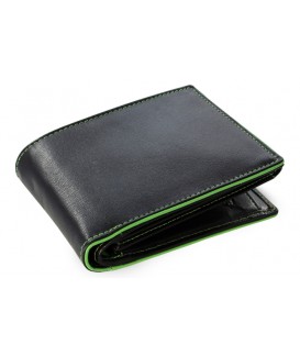 Men's black and green leather wallet 513-8142-60/51