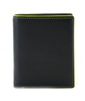 Black and green men's leather wallet with inner fastener 514-8140-60/51