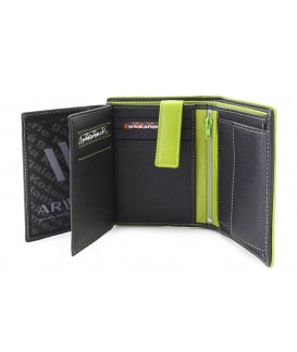 Black and green men's leather wallet with inner fastener 514-8140-60/51