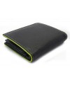 Black and green men's leather wallet with inner fastener 514-8140-60/51