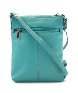 Turquoise leather zipper handbag 212-3013-53